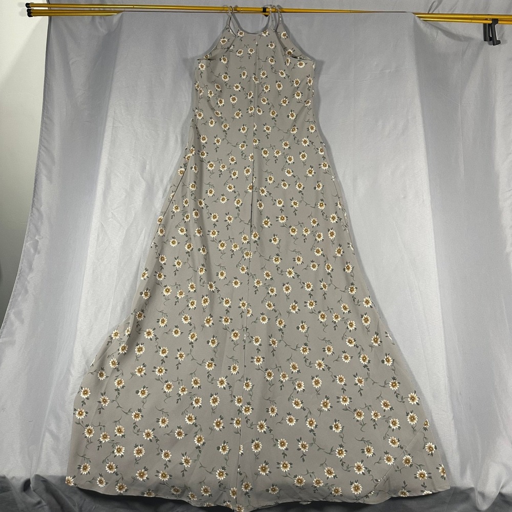 Rampage Vintage 90s Daisy Floral Halter Maxi Dress Grey Made in USA Small - Picture 2 of 13
